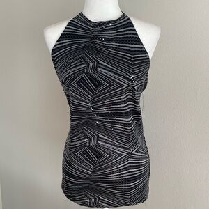 Anna Black and Gray Striped Women's Blouse